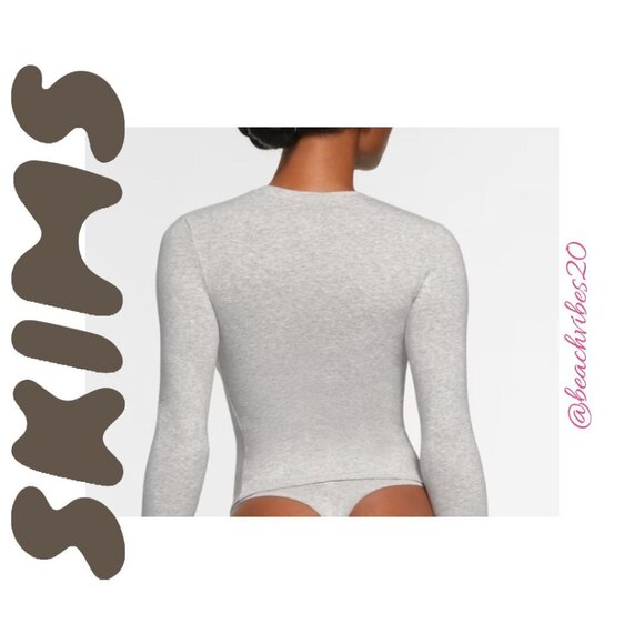 SKIMS Cotton Jersey Long Sleeve T-Shirt Light Heather Grey Small *DIRT*O-334 - Picture 3 of 11